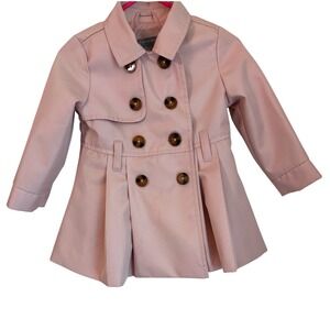 Tahari Trench Coat Pink Double Breast Pleated Skirted Toddler Girl 12M Adorable!